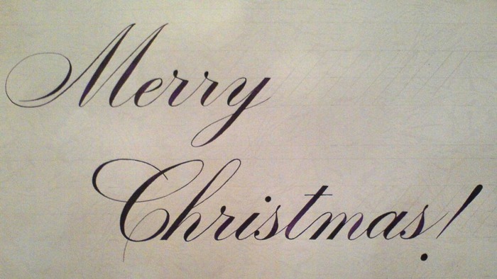 merrychristmasの筆記体例